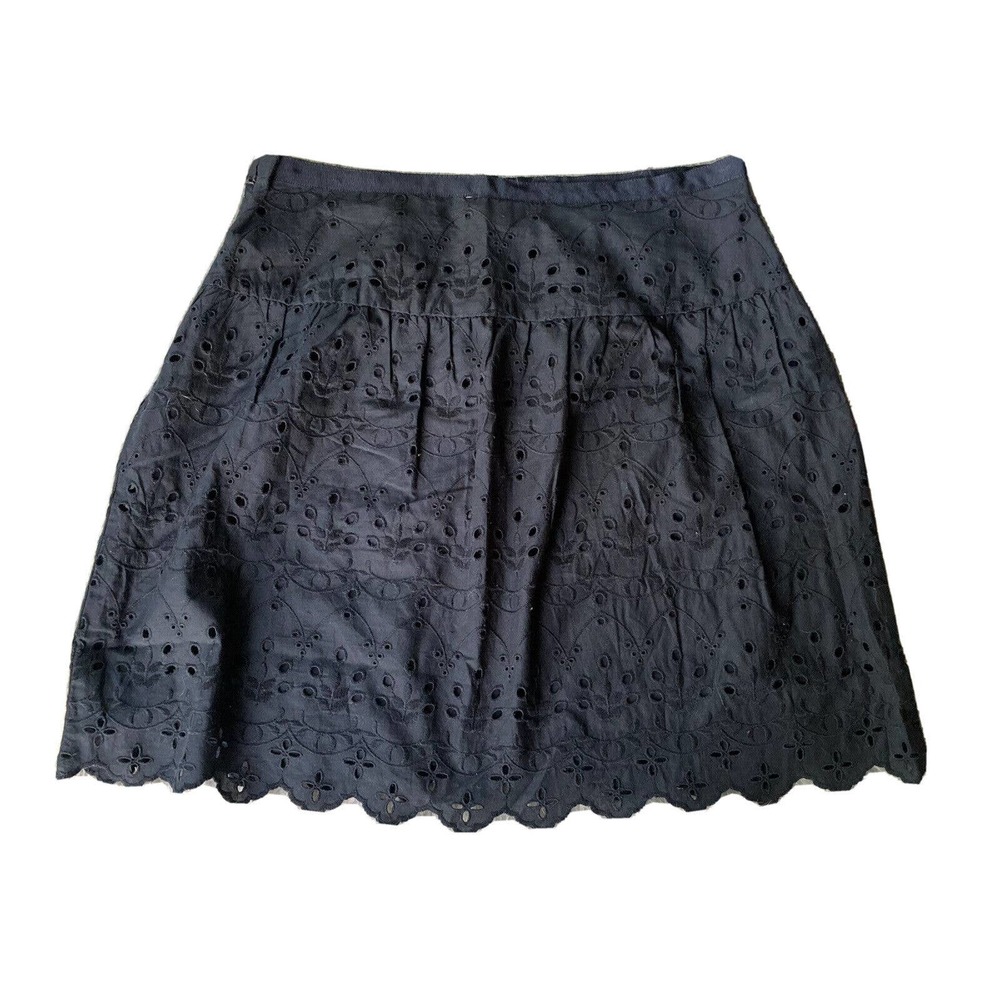 Ann Taylor Loft Sz 6 Black Eyelet Lace Skirt Cotton Side Zip Casual Summer NEW - Picture 8 of 11